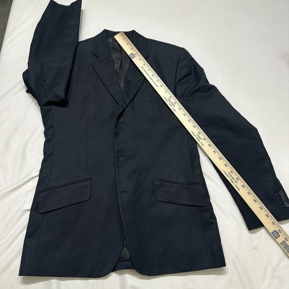 Banana Republic Navy Linen Cotton Blazer Mens 38S Tailored 2‎ Button Sport Coat
